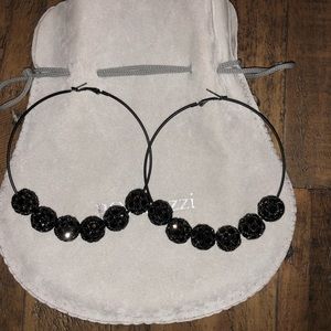 Black Blingy Hoops